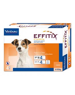 VIRBAC EFFITIX Antiparassitario per cani dai 4Kg a 10Kg 4 Pipette 1,10ml 67+600mg