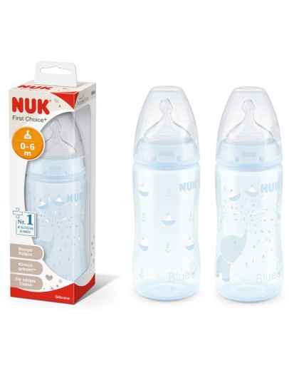 NUK Bib.R&B Sil.Blu 0-6m 300ml